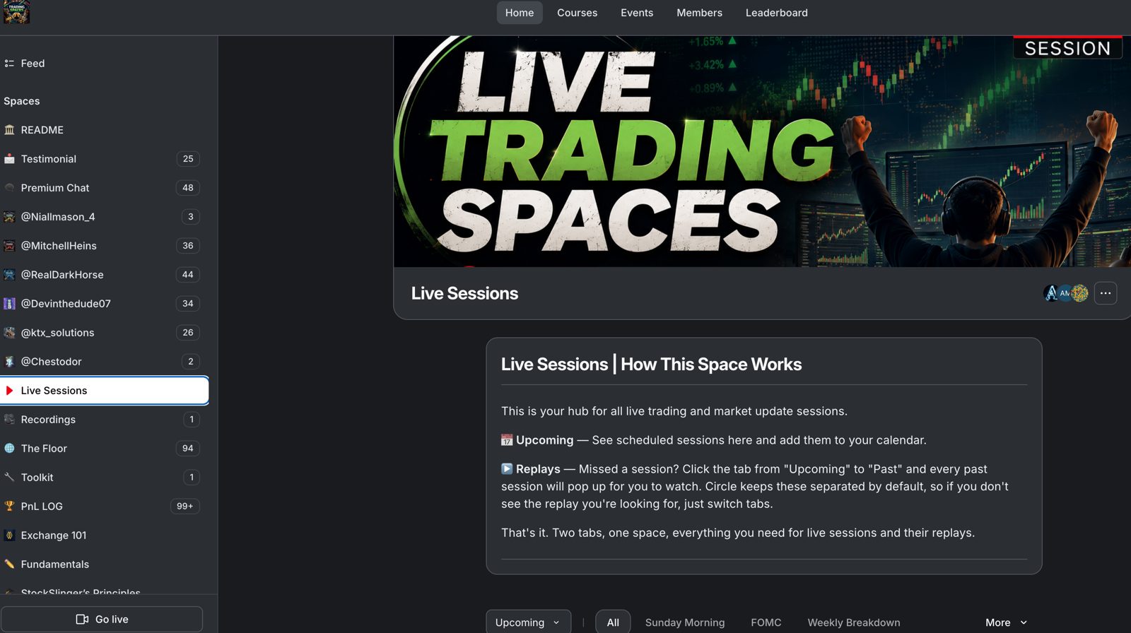 Live Trading Spaces hub
