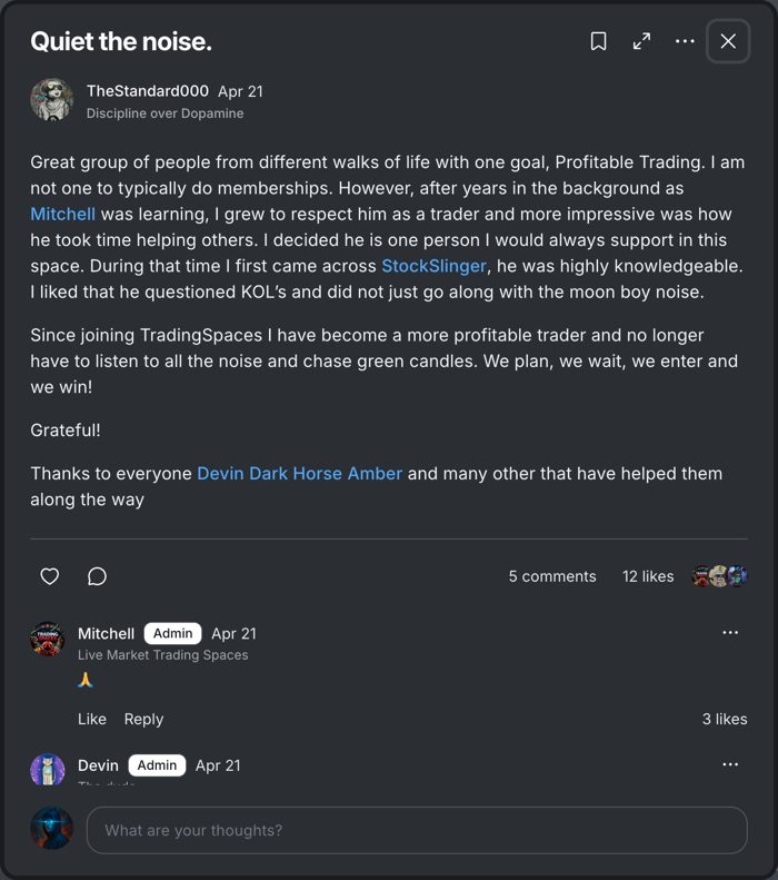 Member testimonial