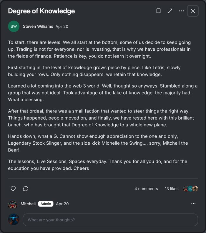 Member testimonial